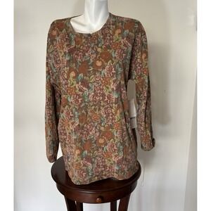 Chaus Sport Shirt Womens  XL Floral Earth Tone